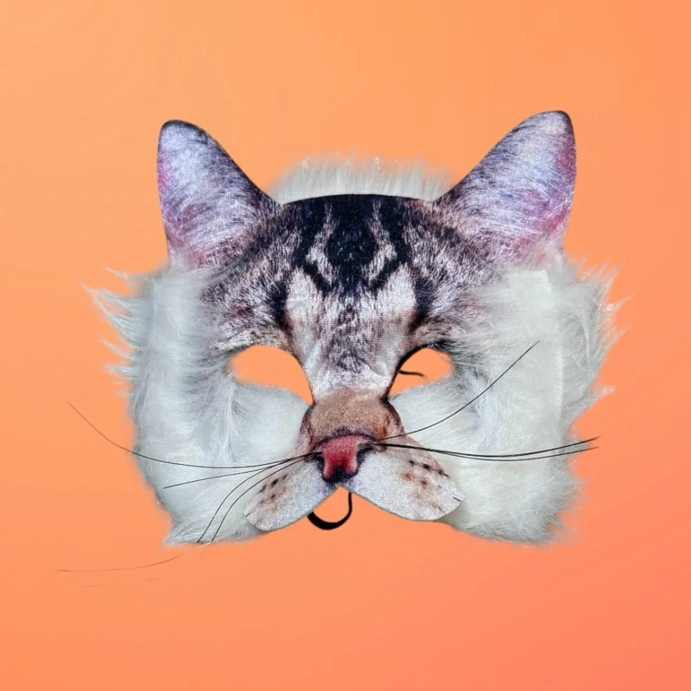 CAT MASK NEW FURRY WHISKERS KIDS ADULTS